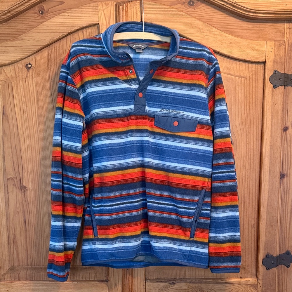 Eddie Bauer Striped Quarter Button Up Multicolor Men's Sweater